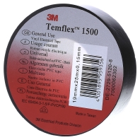 Image of TemFlex 1500 19x25sw - Adhesive tape 25m 19mm black TemFlex 1500 19x25sw