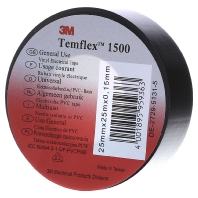 Image of TemFlex 1500 25x25sw - Adhesive tape 25m 25mm black TemFlex 1500 25x25sw