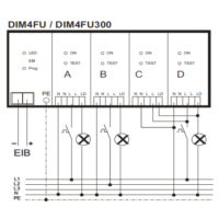 Image of DIM4FU300-IP-OH - Dimming actuator bus system 300W DIM4FU300-IP-OH