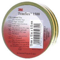 MMM zelfkl tape Temflex 1500, PVC, groen/geel, (lxb) 10mx15mm