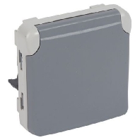 069575 - Modular socket 69575 1-way FR AP Plexo IP44 grey, 069575 - Promotional item