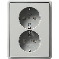 078342 - Schuko double socket gray with child protection, S-Color, 078342