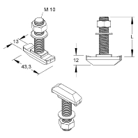 HK 610/50 F (50 Stück) - T-head bolt for channels M10x50mm HK 610/50 F