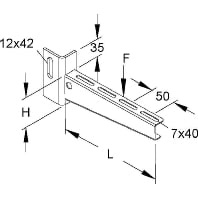 KTU 200 - Bracket for cable support system 210mm KTU 200