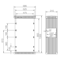 SL100P - Distribution cabinet (empty) 1005x585mm SL100P