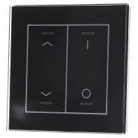 BE-GTL2TS.C1 - EIB, KNX, Glass Push Button II Lite 2-fold, RGBW, blinds and light, with temperature sensor, Black - BE-GTL2TS.C1