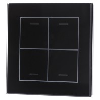 BE-GTL4TS.01 - EIB, KNX, Glass Push Button II Lite 4-fold, RGBW, neutral, with temperature sensor, Black, BE-GTL4TS.01