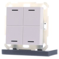 BE-TAL55T4.01 - EIB, KNX, Push Button Lite 55 4-fold, RGBW, neutral, with temperature sensor, White glossy finish, BE-TAL55T4.01