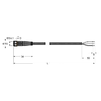 PKG3M-5/TEL - Sensor-actuator patch cord 5m M8 PKG3M-5/TEL