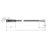 PKG4M-2/TXL - Sensor-actuator patch cord 2m M8 PKG4M-2/TXL