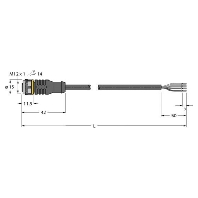 RKC4.4T-5/TEL - Sensor-actuator patch cord 5m M12 RKC4.4T-5/TEL