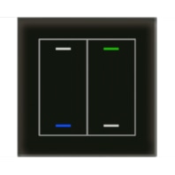 KNX Glass Push Button II Lite 2-fold, RGBW, neutral, with temperature sensor, Black - BE-GTL2TS.01S