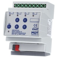 KNX Switch Actuator 4-fold, 4SU MDRC, 16 A, 230 V AC, C-load, 140 F, current measurement AMS-0416.03