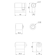 Lock adapter for cabinet door NSYINASSA2