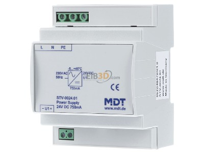 Frontansicht MDT STV-0024.01 Universalnetzteil 24VDC 4TE, REG, 750mA - 