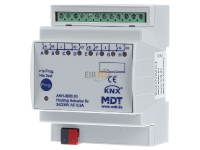 Frontansicht MDT AKH-0800.03 EIB/KNX Heizungsaktor 8-fach, 4TE, REG, 24-230VAC - 
