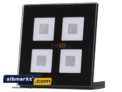 Frontansicht MDT BE-GTT4S.01 EIB/KNX Glastaster 4-fach Plus, Schwarz mit Temperatursensor - 