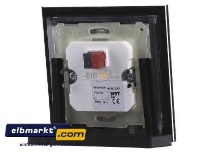 Back view MDT BE-GTT4S.01 EIB/KNX Glass Push Button 4-fold Plus, Black, Temperature Sensor - 

