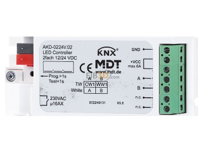 Frontansicht MDT AKD-0224V.02 KNX/EIB LED Controller 2 Kanal_fr LED Stripes 