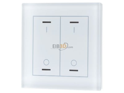 Front view MDT BE-GTL2TW.B1 EIB, KNX, Glass Push Button II Lite 2-fold, RGBW, switch, with temperature sensor, White - 
