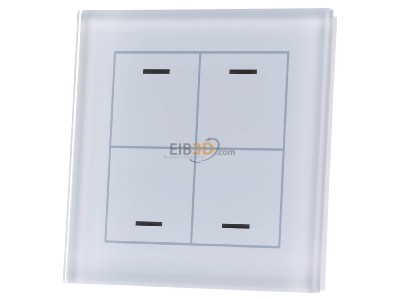 Front view MDT BE-GTL4TW.01 EIB, KNX, Glass Push Button II Lite 4-fold, RGBW, neutral, with temperature sensor, White, 
