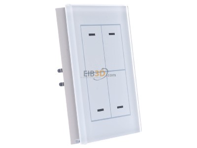 View on the left MDT BE-GTL4TW.01 EIB, KNX, Glass Push Button II Lite 4-fold, RGBW, neutral, with temperature sensor, White, 
