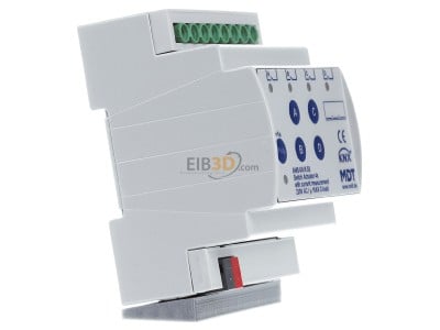 View on the left MDT AMS-0416.03 KNX Switch Actuator 4-fold, 4SU MDRC, 16 A, 230 V AC, C-load, 140 F, current measurement 
