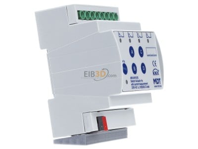 View on the left MDT AMI-0416.03 KNX Switch Actuator 4-fold, 4SU MDRC, 16/20 A, 230 V AC, C-load, 200 F, current measurement 
