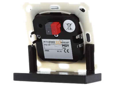 Back view MDT BE-TAL55T206.01 KNX Push Button Lite 55 2 gang, RGBW, neutral, with temperature sensor, Black matt 
