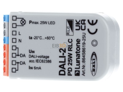 Front view Lunatone Industrielle 86458619-25U Dimmer DALI PD 3-25W starting/leading R,L,C,_- Promotional item
