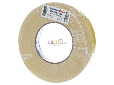 Front view Hellermann Tyton HTAPE TEX YE 19x50m Adhesive tape 50m 19mm yellow 
