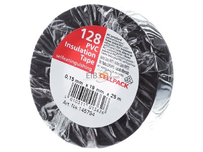 Frontansicht Cellpack 128/19mm x25m sw Isolierband 