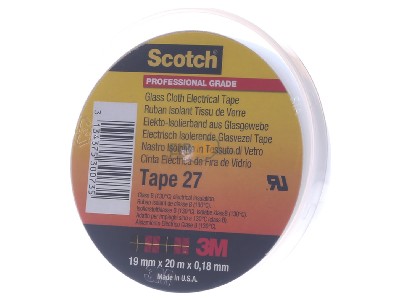 Front view 3M Scotch 27 19x20 Adhesive tape 20m 19mm white 
