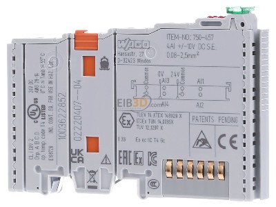 Front view WAGO 750-457 Fieldbus analogue module 4 In / 0 Out 
