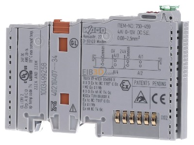 View on the right WAGO 750-459 Fieldbus analogue module 4 In / 0 Out 
