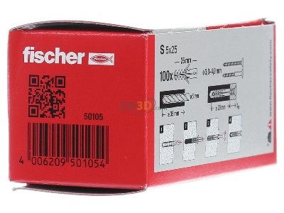 View on the right Fischer DE S 5 Expanding plug 5x25mm 
