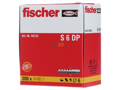 Front view Fischer DE S 6 DP Expanding plug 6x30mm 

