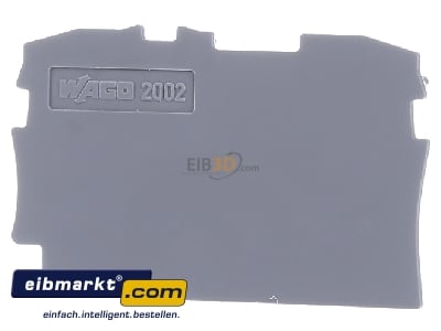 Frontansicht WAGO Kontakttechnik 2002-1291 Abschluss-/Zwischenplatte grau 
