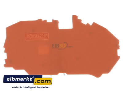 Frontansicht WAGO Kontakttechnik 2016-7692 Abschlussplatte orange 