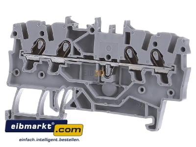 Frontansicht WAGO Kontakttechnik 2000-1401 4L-Durchgangsklemme 1qmm grau TopJob 