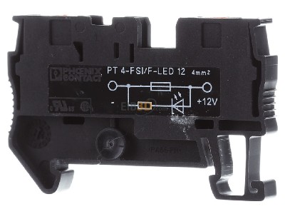 Ansicht hinten Phoenix PT 4-FSI/F-LED 12 Sicherungsreihenklemme 0,2-6qmm,7,5A 12V,sw 