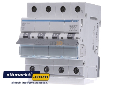 Front view Hager MBN616 Miniature circuit breaker 4-p B16A
