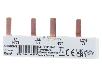 Front view Siemens 5ST3606 Phase busbar 2-p 10mm 
