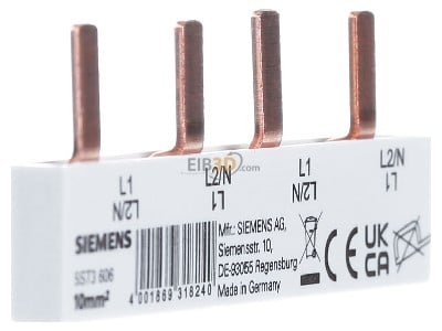 View on the left Siemens 5ST3606 Phase busbar 2-p 10mm 
