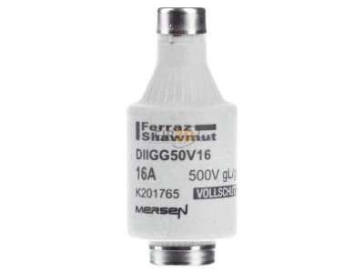 Front view Mersen DIIGG50V16 Diazed fuse link DII 16A 
