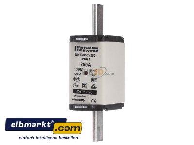 Front view Mersen NH1GG50V250-1 Low Voltage HRC fuse NH1 250A
