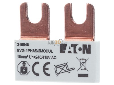 Front view Eaton EVG-1PHAS/2MODUL Phase busbar 1-p 10mm 
