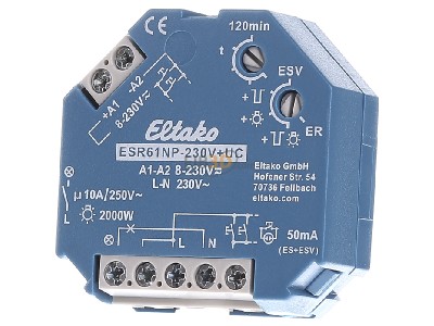 Front view Eltako ESR61NP-230V+UC Latching relay 8...230V AC 
