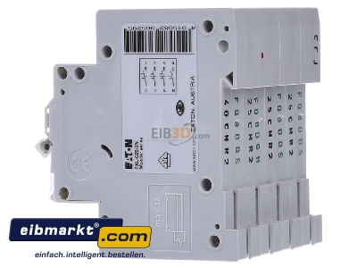 View on the right Eaton (Installation) PXL-C25/3N Miniature circuit breaker 3-p C25A
