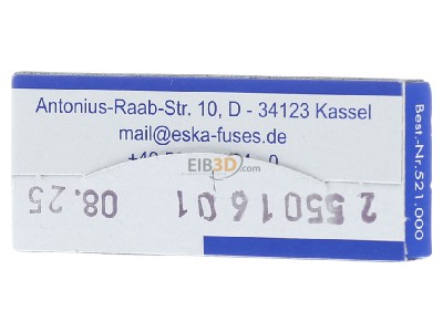 Back view Eska 521.019 Miniature fuse medium delay 1,6A 5x20 mm 
